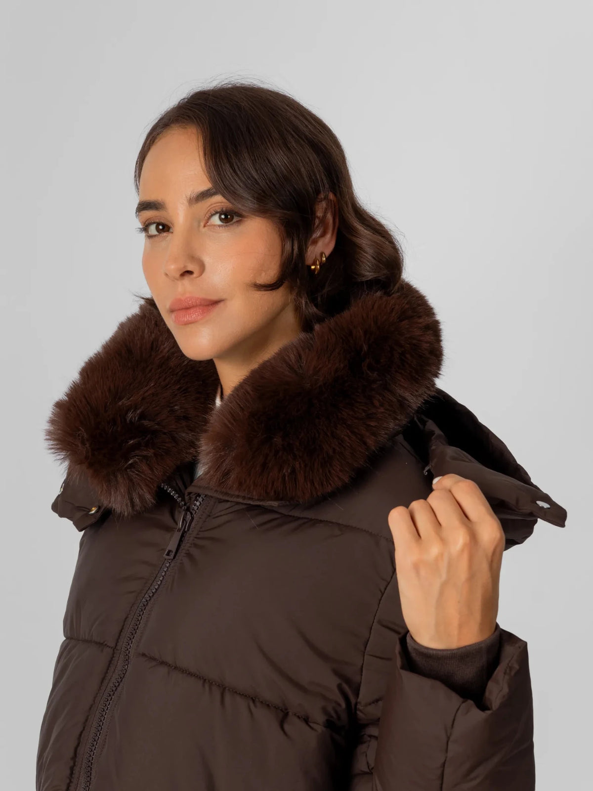 WarmCore™ Detachable Faux Fur Collar Hooded Puffer - PUFFITC22