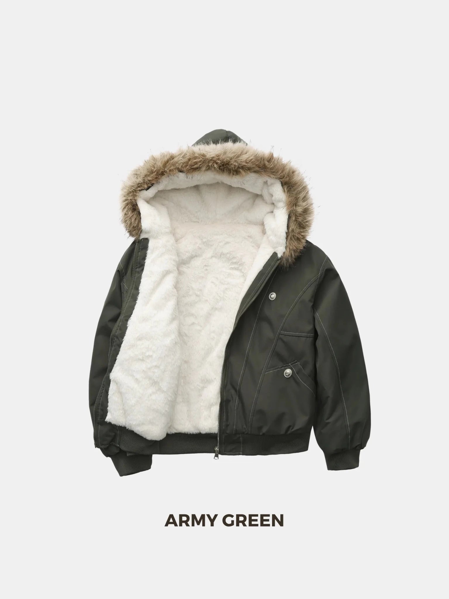 WarmCore™ Faux Fur Lined And Trim Bomber Jacket - PUFFIT