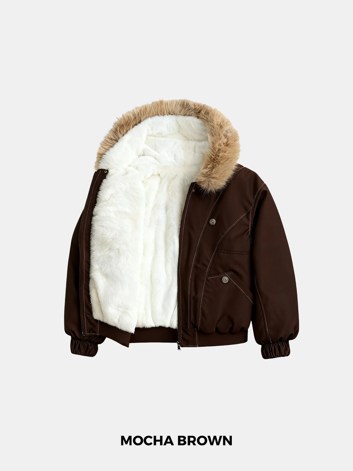 WarmCore™ Faux Fur Lined And Trim Bomber Jacket - PUFFIT
