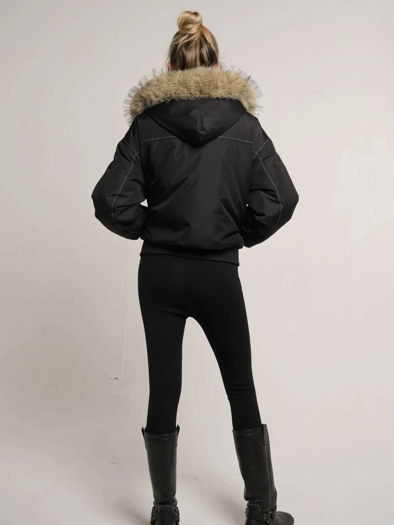 WarmCore™ Faux Fur Lined And Trim Bomber Jacket - PUFFIT