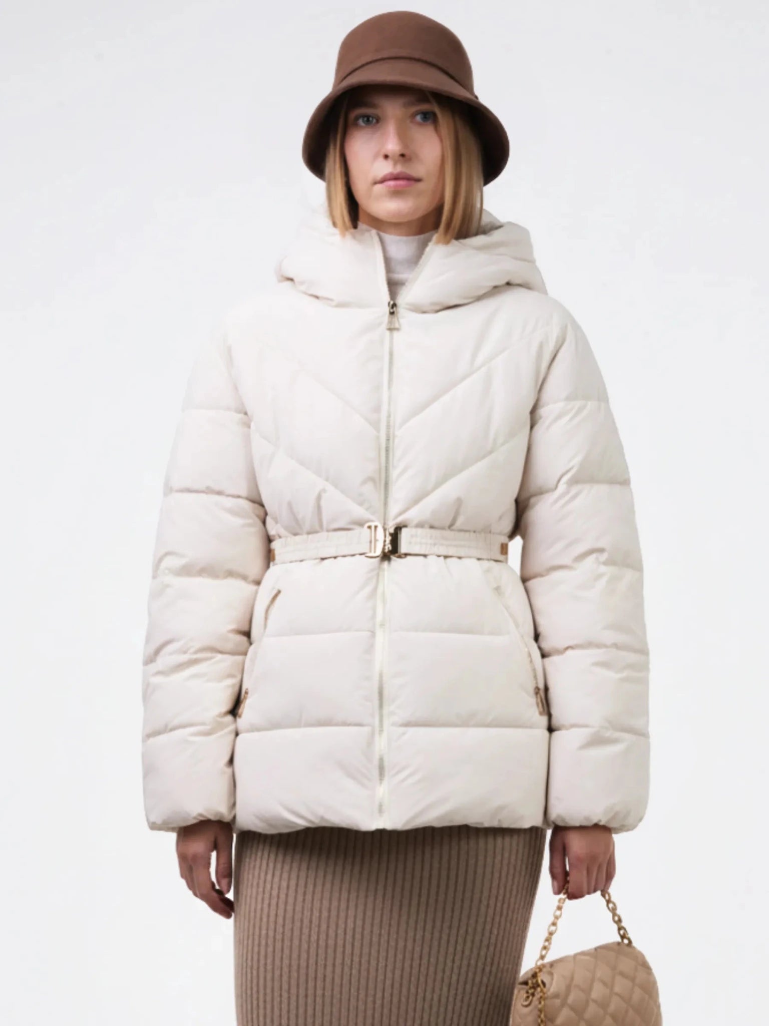 WarmCore™ Gold-tone Belted Puffer Jacket - PUFFIT