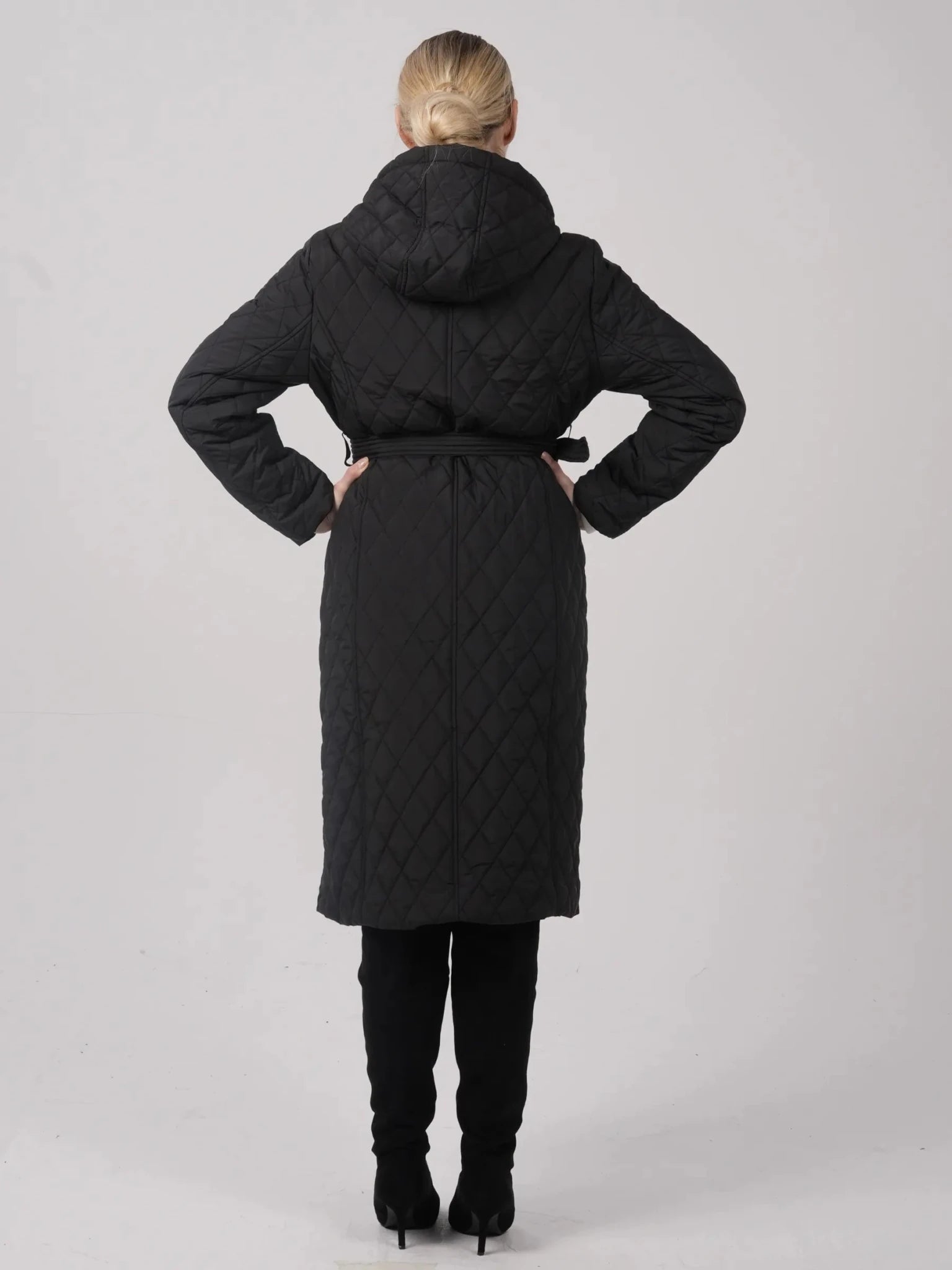 WarmCore™ Long Dimond Quilted Belted Puffer - PUFFIT