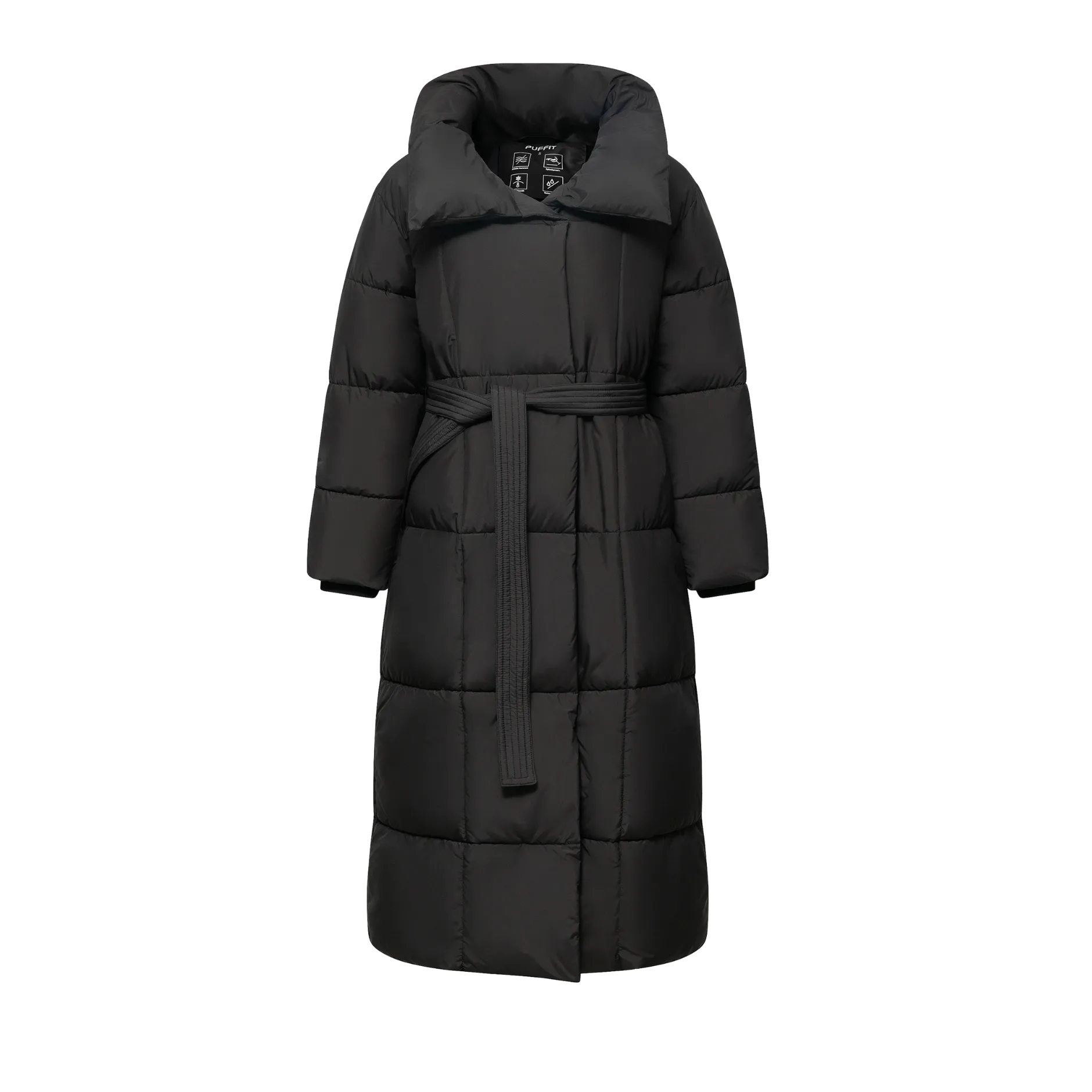 WarmCore™ Extra Long Length Belted Button Puffer