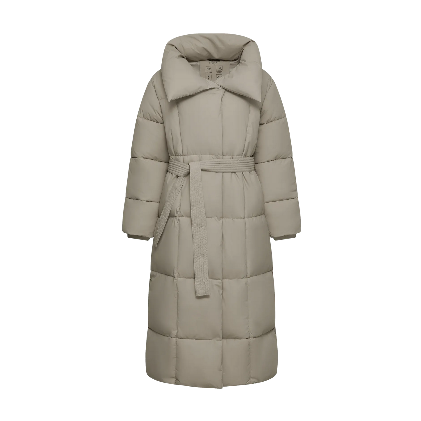 WarmCore™ Extra Long Length Belted Button Puffer