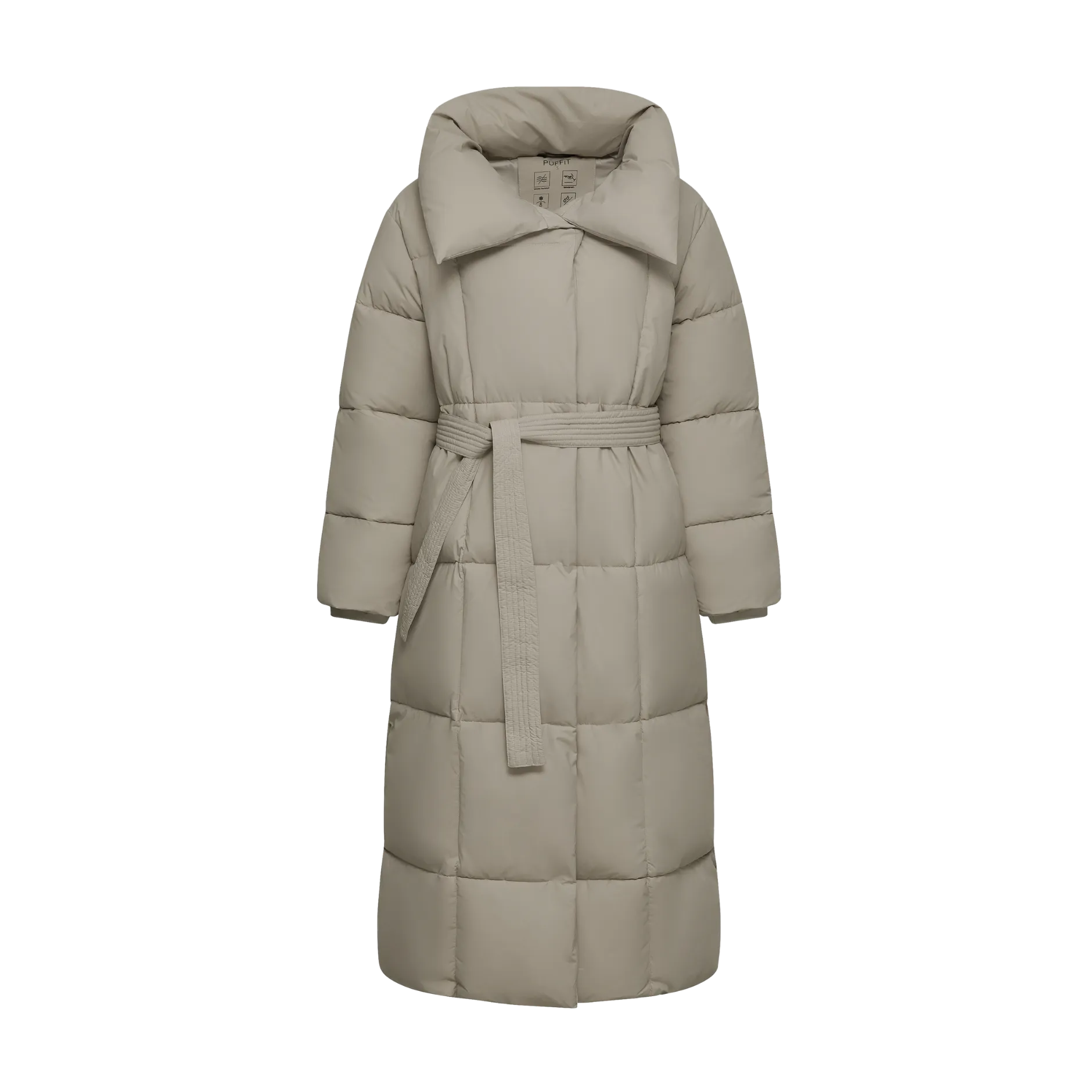 WarmCore™ Extra Long Length Belted Button Puffer