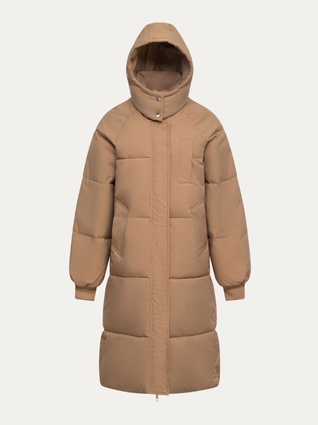 Hooded Long Puffer Jacket Camel XS:US4-6/UK6-8/EU34-36
