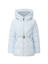 WarmCore™ Premium Hooded Waist-Cinched Puffer With Gold-tone Metal Belt