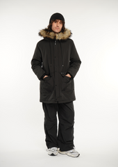 Faux Fur Mid-Length Hooded Parka With Large Pockets Splashproof Menswear