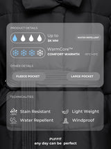 WarmCore™ Premium Faux Fur Lined Short Puffer Jackets with Removable Hood