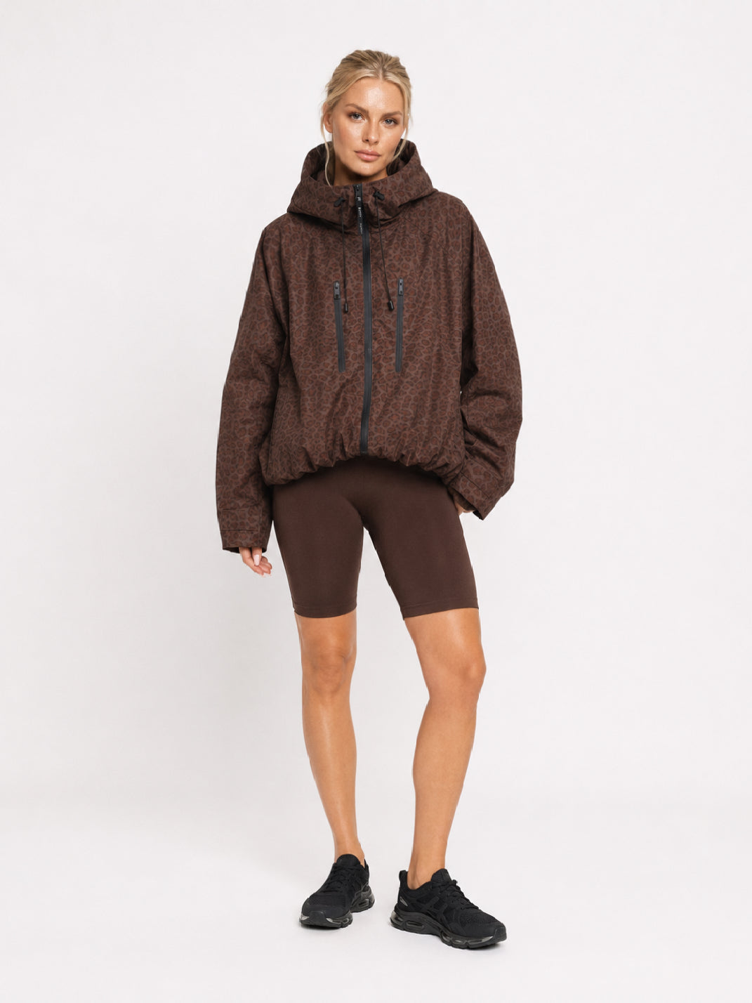 STM-TEX™ One Size Mocha Leopard Short Oversized Rain Jacket