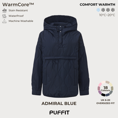 Women's Packable Quilted Water - Repellent Hooded Pullover