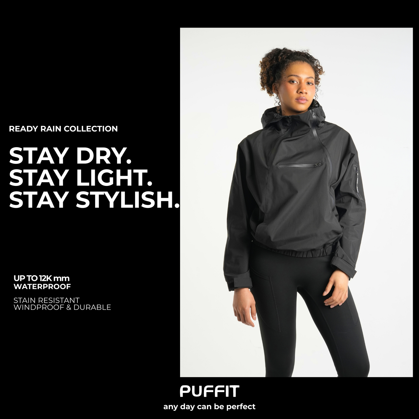 STM-TEX™ Short Asymmetric Zip Rain Hoodie