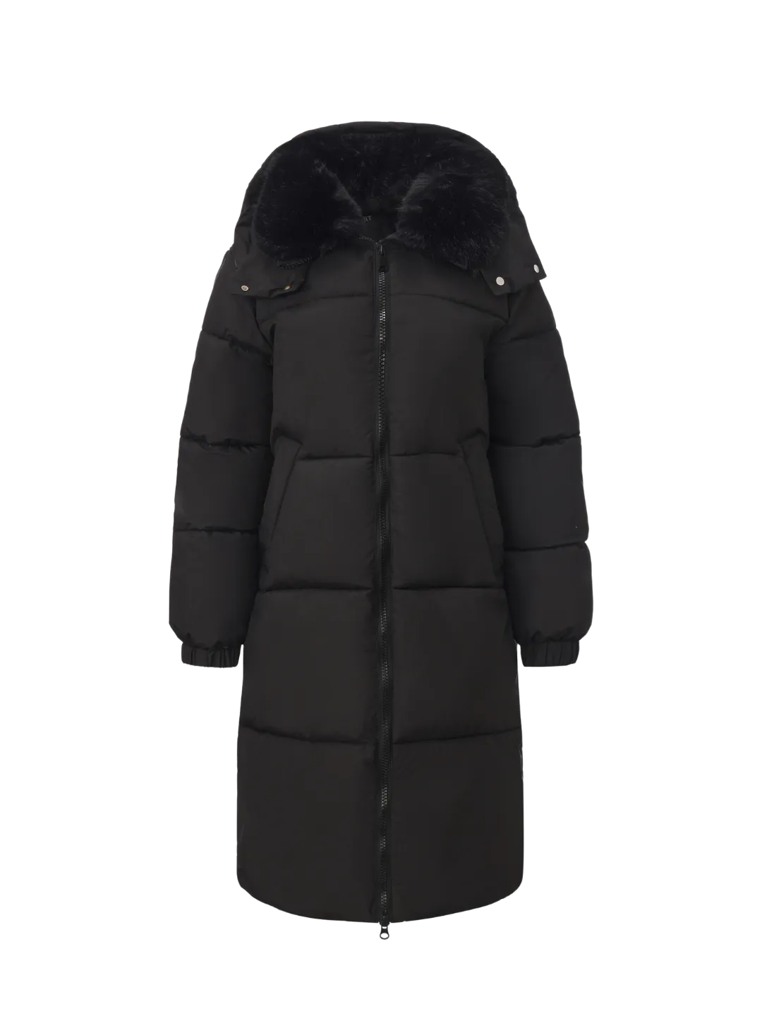 WarmCore™ Faux Fur Collar, Detached Hood, and Side Zip,High-quality Eco-Friendly Fur Collar