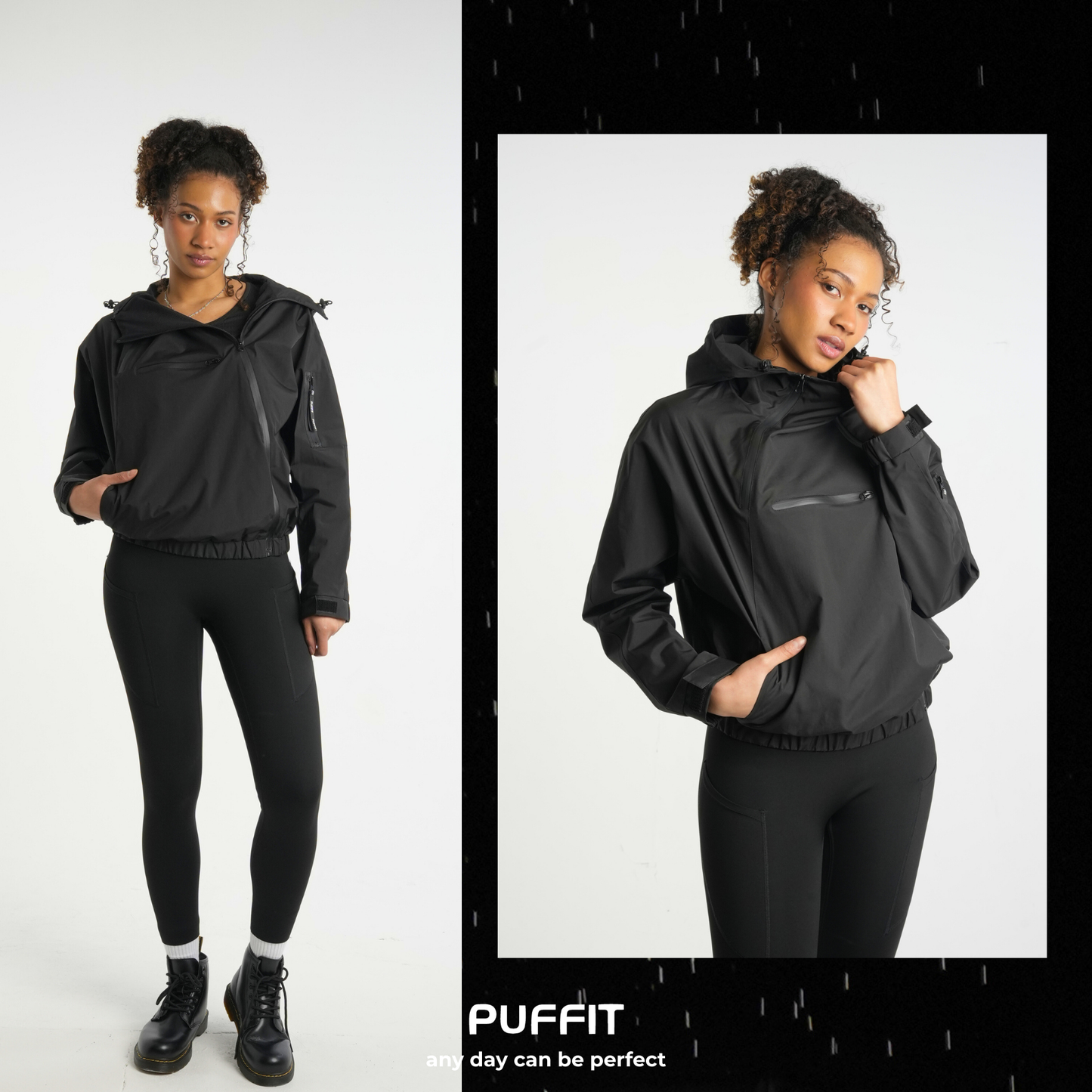 STM-TEX™ Short Asymmetric Zip Rain Hoodie