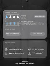 WarmCore™ Premium Detachable-Hood Regular Length Puffer Jacket