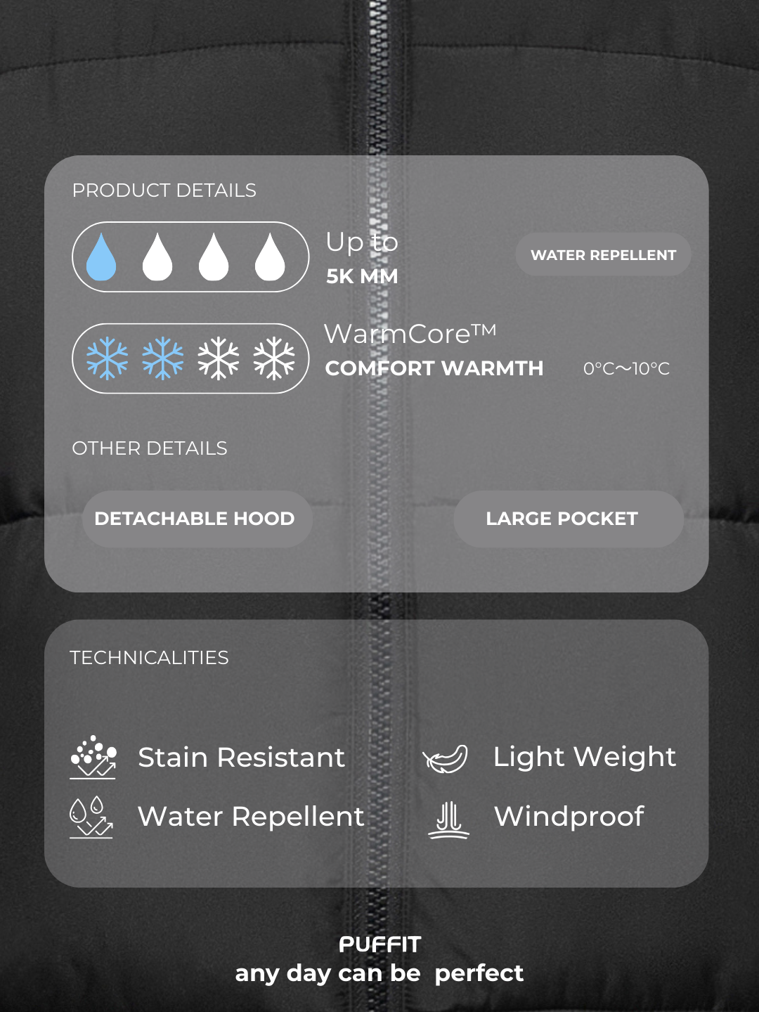 WarmCore™ Steppjacke mit abnehmbarer Kapuze 