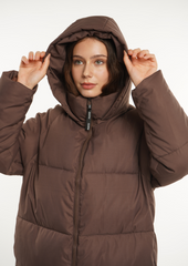 Extra Long Double-open Zip Hooded Puffer Jacket Splashproof