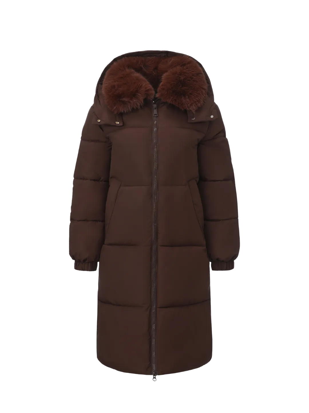 WarmCore™ Faux Fur Collar, Detached Hood, and Side Zip,High-quality Eco-Friendly Fur Collar