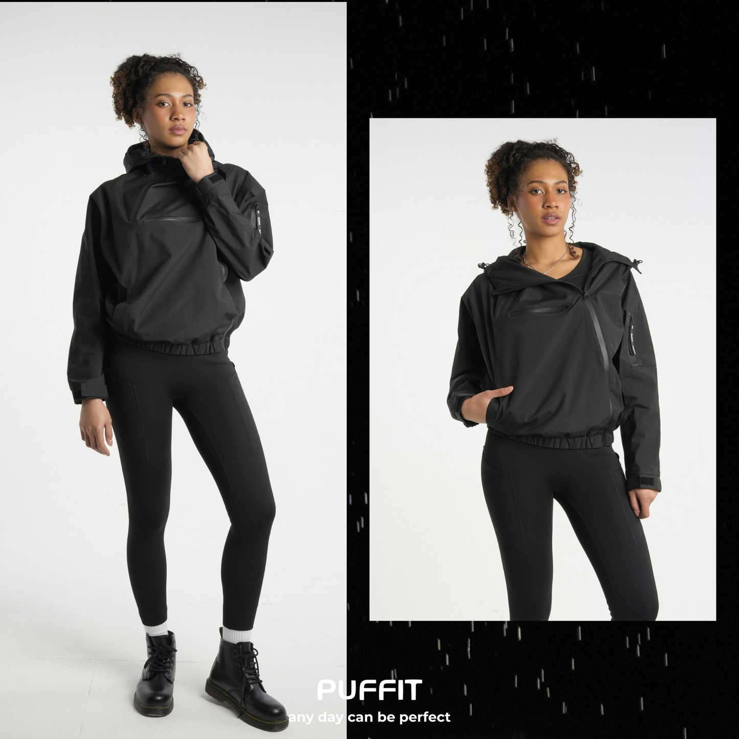 STM-TEX™ Short Asymmetric Zip Rain Hoodie