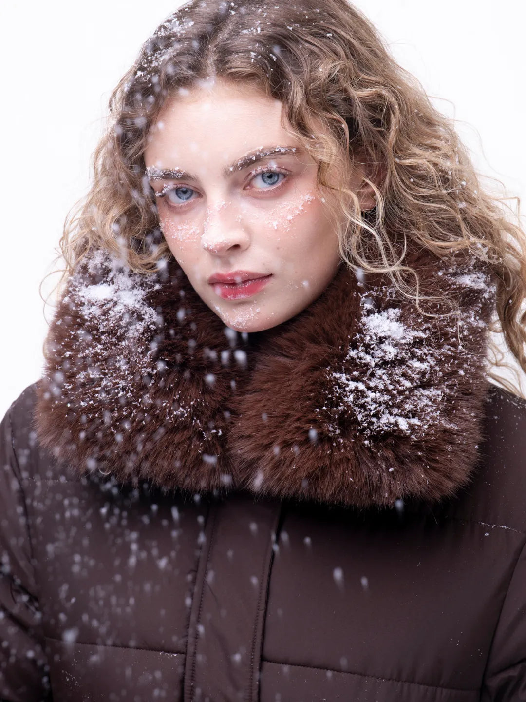 WarmCore™ Premium Elegant Detachable Faux Fur Collar Puffer With Belt