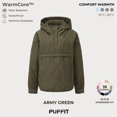 Women's Packable Quilted Water - Repellent Hooded Pullover