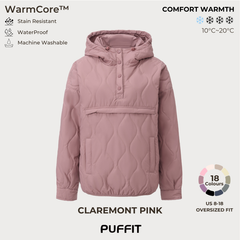 Women's Packable Quilted Water - Repellent Hooded Pullover