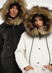 Faux Fur Mid-Length Hooded Parka With Large Pockets Splashproof Menswear