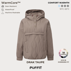 Women's Packable Quilted Water - Repellent Hooded Pullover