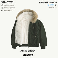 STM-TEX Faux Fur Lined Waterproof Bomber Jacket