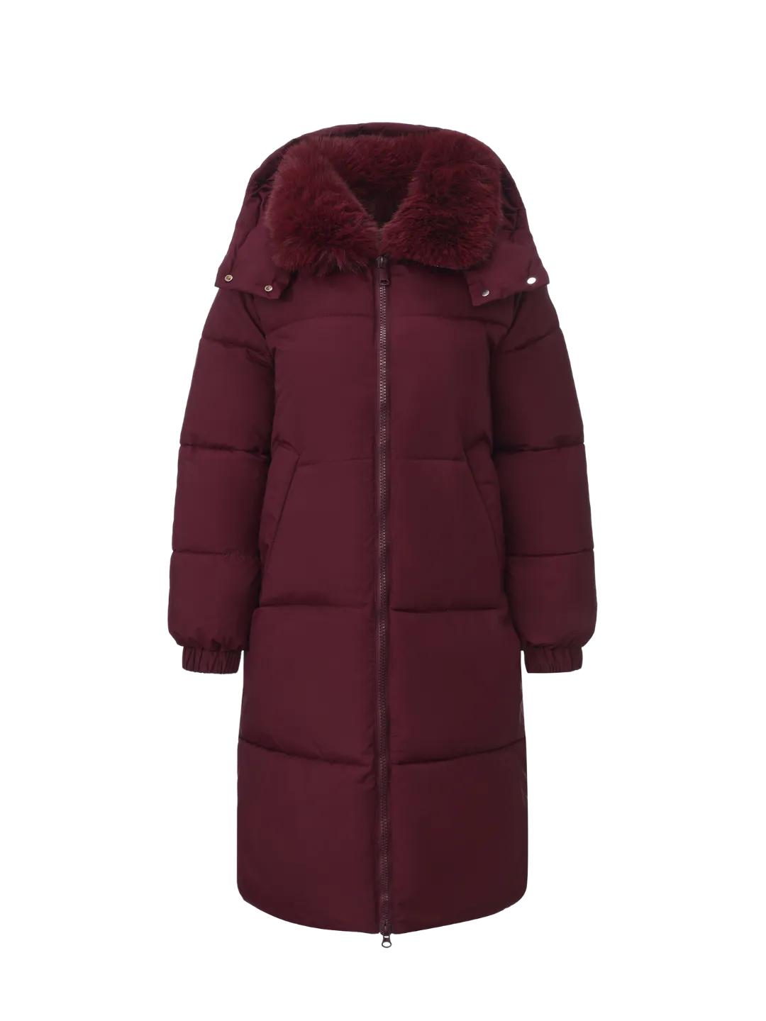 WarmCore™ Faux Fur Collar, Detached Hood, and Side Zip,High-quality Eco-Friendly Fur Collar