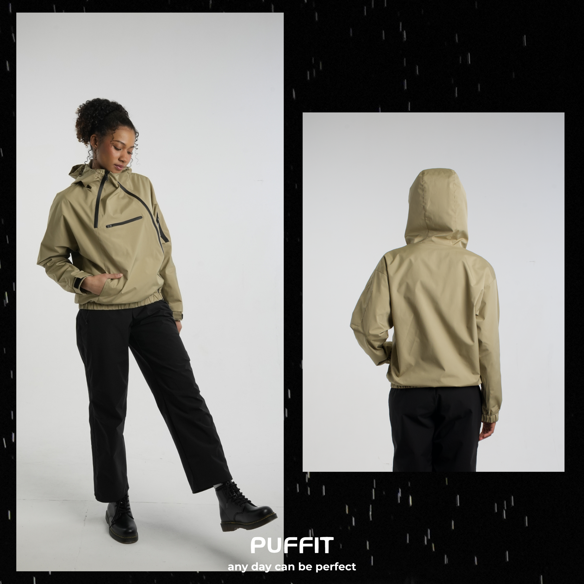 STM-TEX™ Short Asymmetric Zip Rain Hoodie