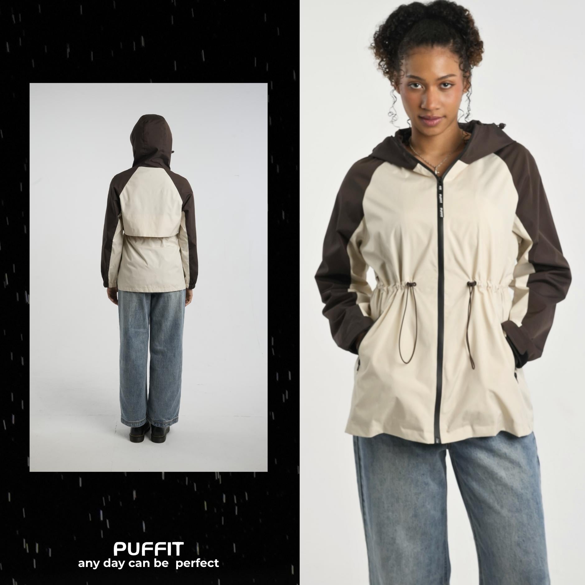 STM-TEX™  Brown/White  Full-Zip Rain Jacket