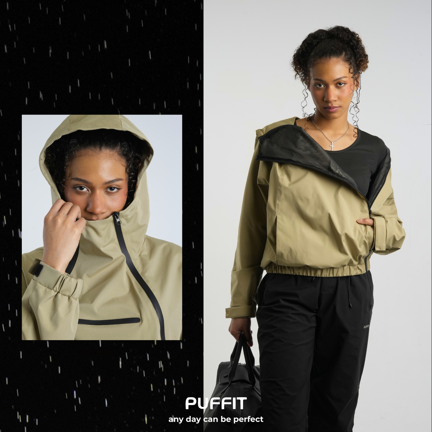 STM-TEX™ Short Asymmetric Zip Rain Hoodie