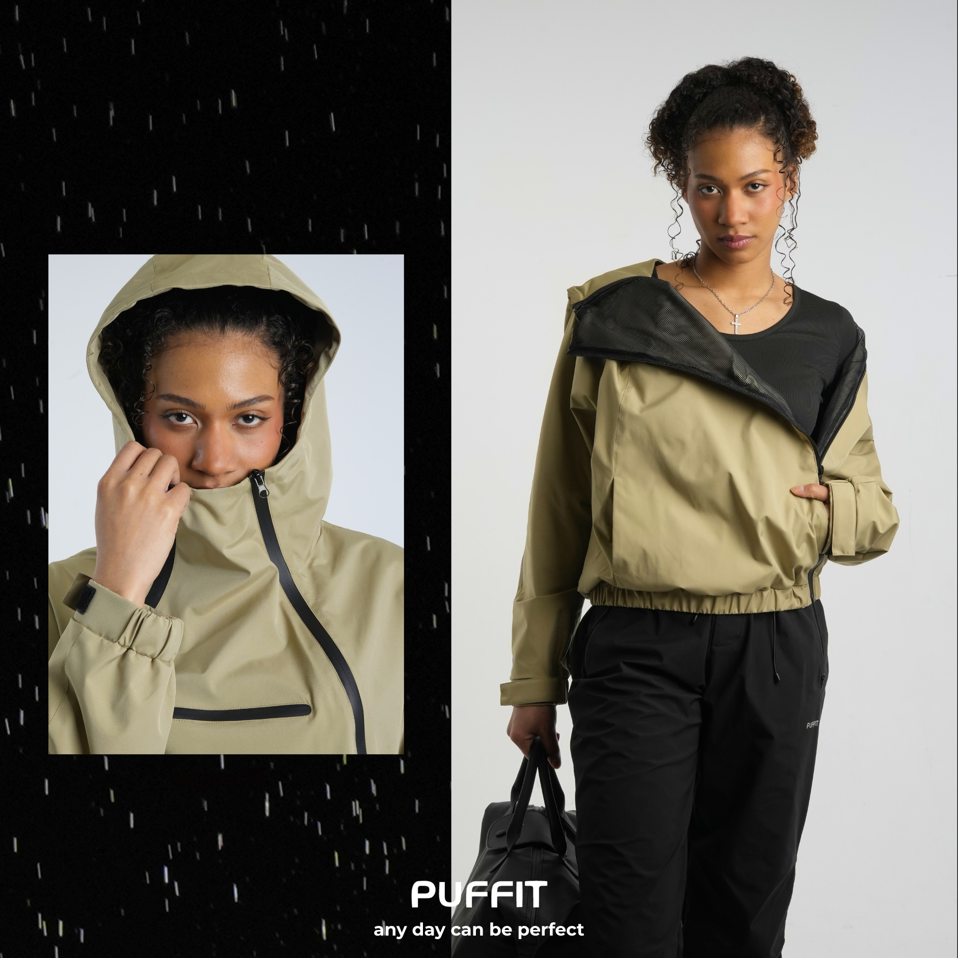 STM-TEX™ Short Asymmetric Zip Rain Hoodie