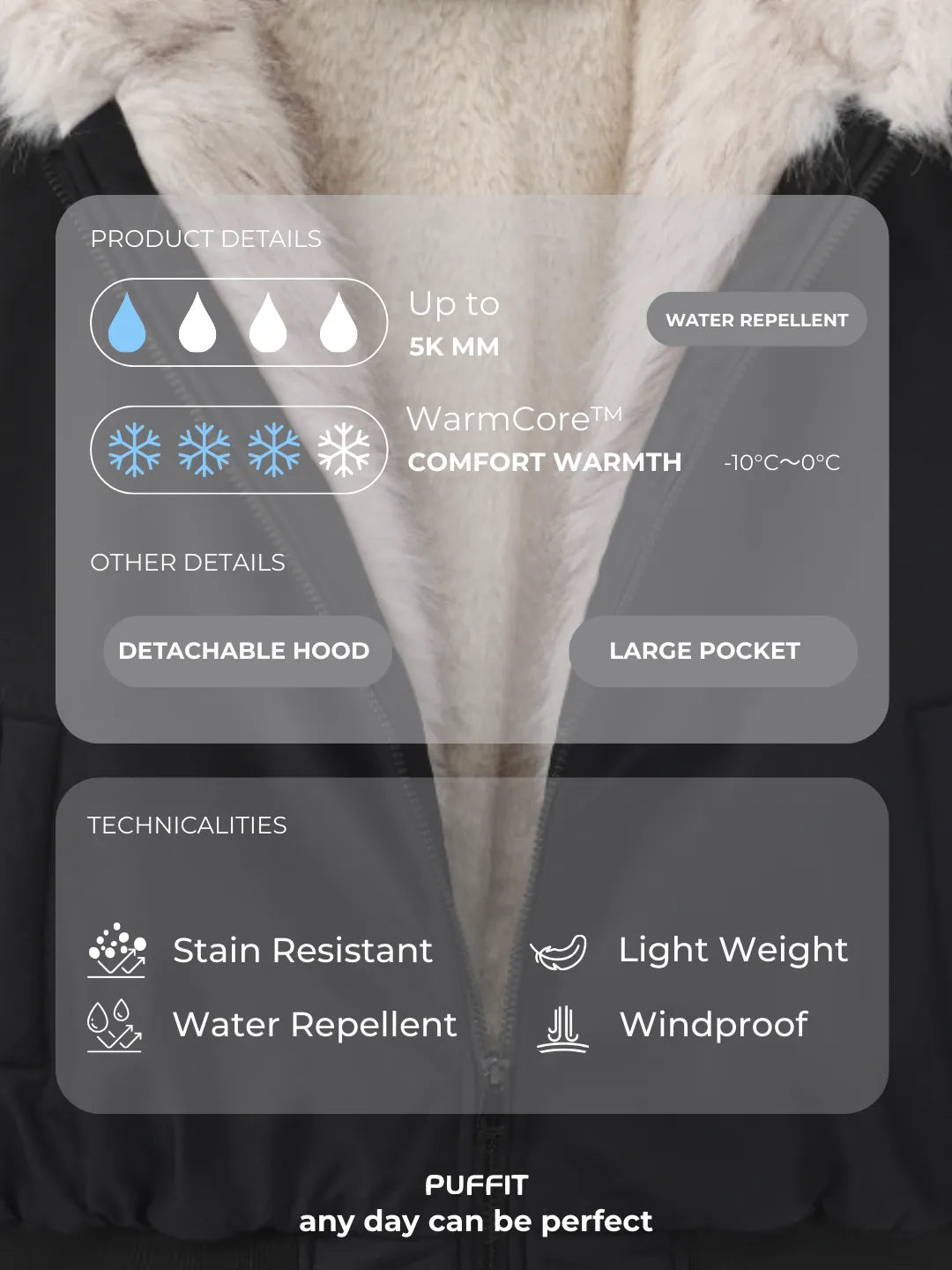 WarmCore™ STM-TEX Faux Fur Lined Waterproof Bomber Parka