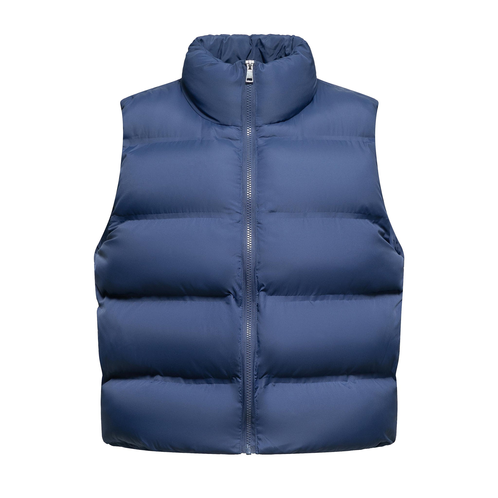 WarmCore™ Premium Women's Solid Drawstring Pocket Zip Up Puffer Gilet Vest