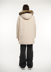 Faux Fur Mid-Length Hooded Parka With Large Pockets Splashproof Menswear