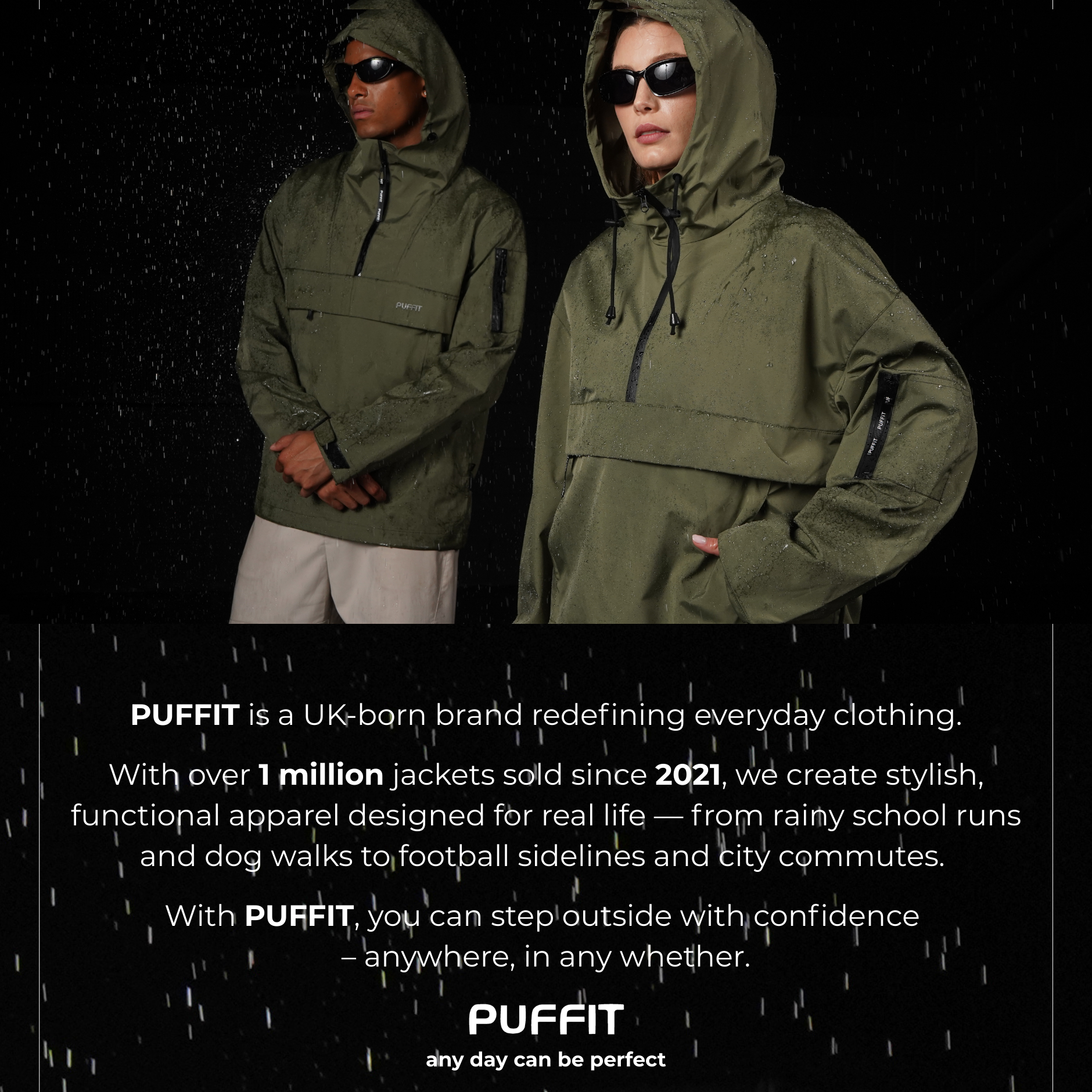 STM-TEX™ Short Asymmetric Zip Rain Hoodie