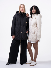 Lightweight Warm Quilted Jacket with a Cinched Waist