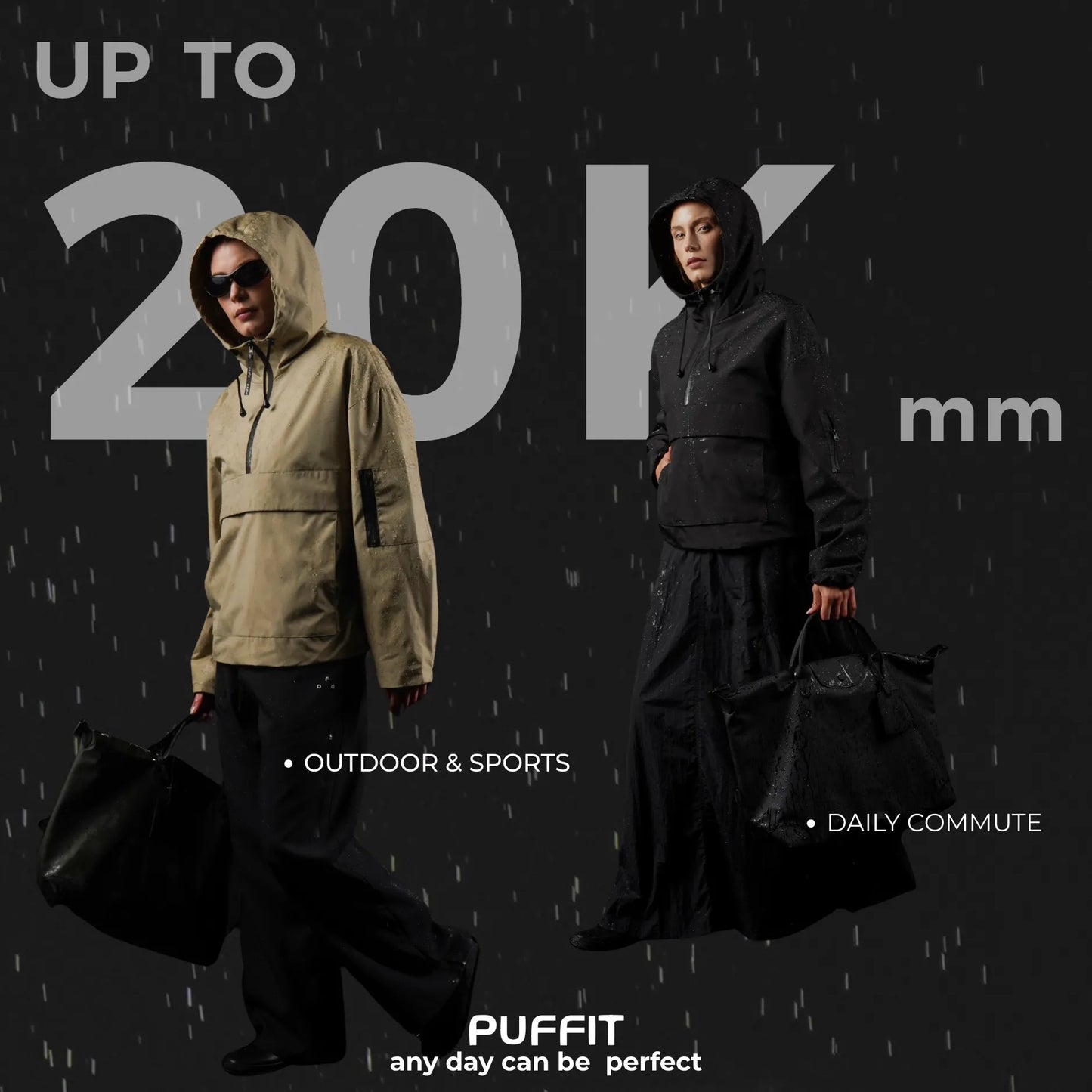 STM-TEX™ Fleece Lined Oversized Rain Hoodie