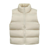 WarmCore™ Premium Women's Solid Drawstring Pocket Zip Up Puffer Gilet Vest