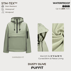 Waterproof Oversized Warm Half-Zip Hooded Coat for Women