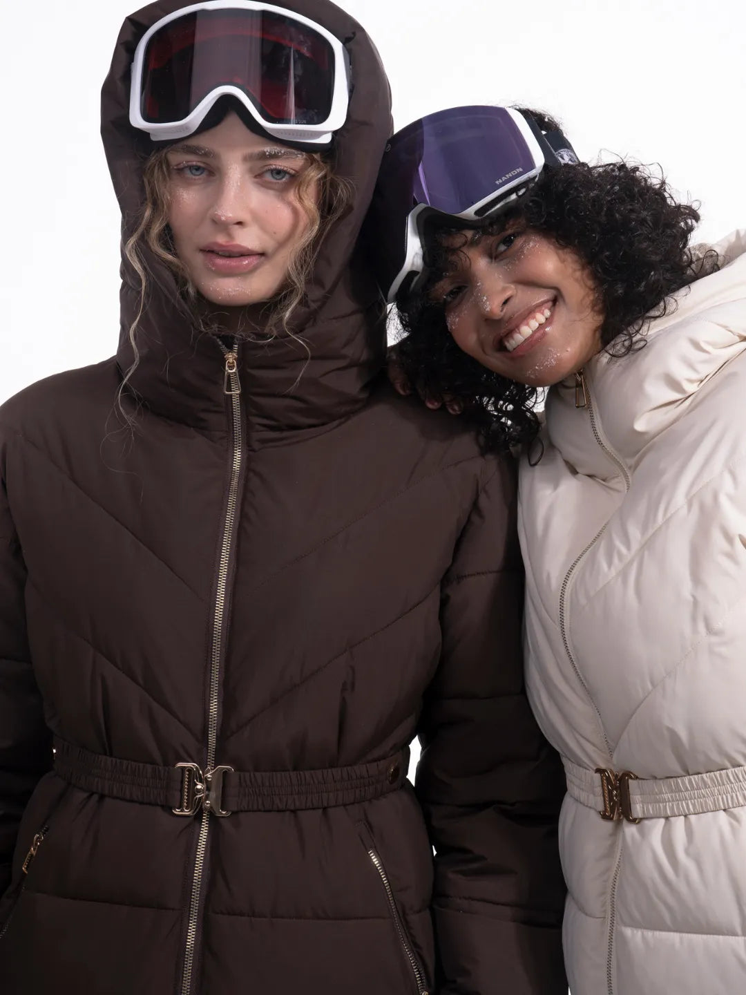 WarmCore™ Premium Hooded Waist-Cinched Puffer With Gold-tone Metal Belt