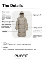 Plus Classic Hooded Long Puffer Coat Splashproof