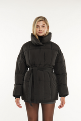 Mid Length Belted Puffer Jacket