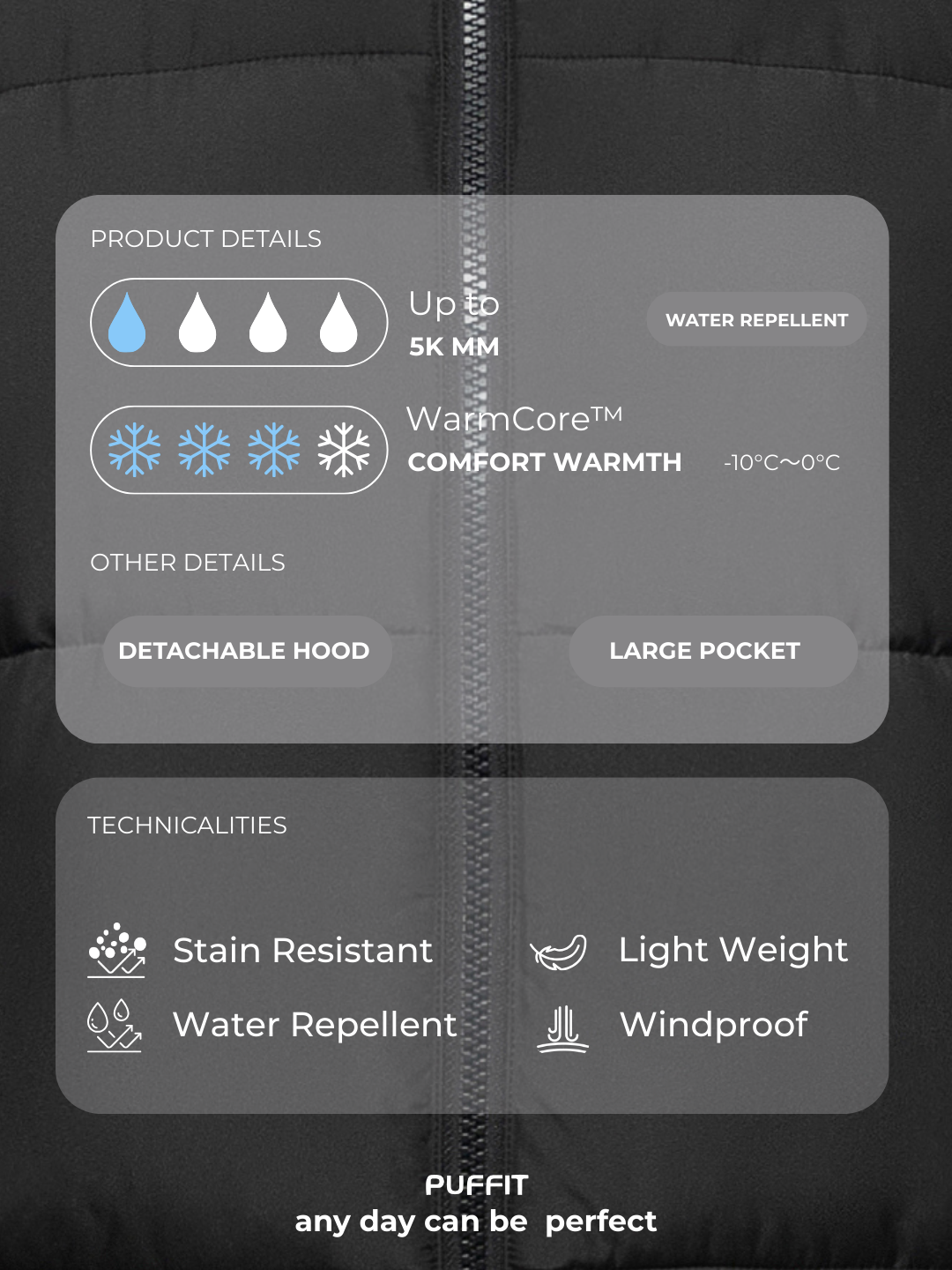 WarmCore™ Premium Kurze Steppjacken mit Kunstfellfutter und abnehmbarer Kapuze 