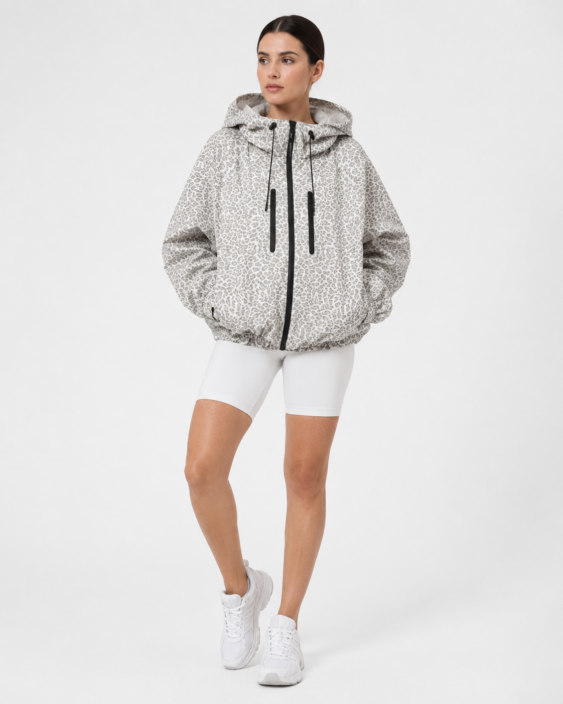 STM-TEX™ One Size Olive Leopard Short Oversized Rain Jacket