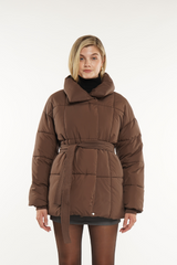 Mid Length Belted Puffer Jacket