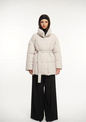 Mid Length Belted Puffer Jacket