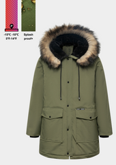 Faux Fur Mid-Length Hooded Parka With Large Pockets Splashproof Menswear